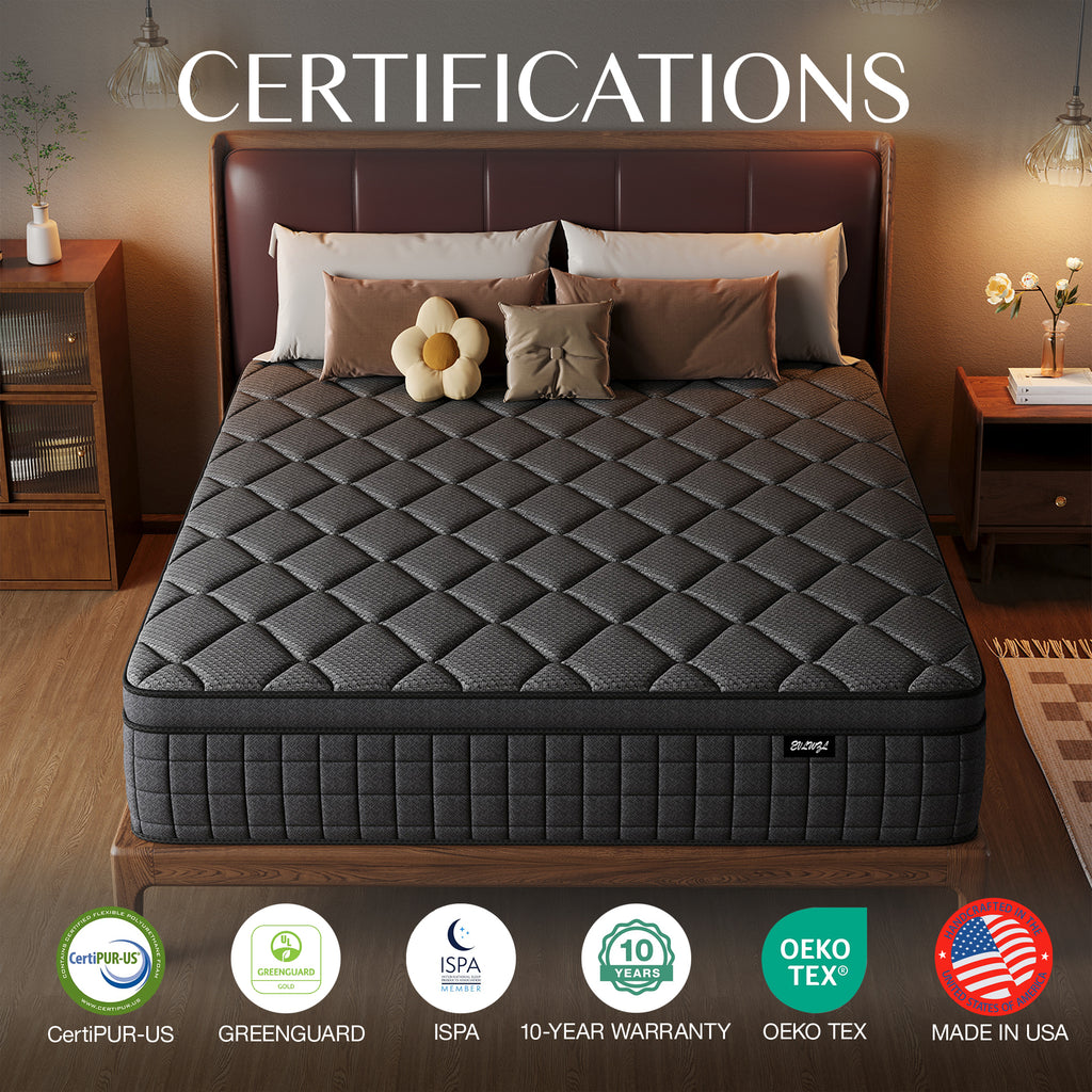 8''/10"/12"/14''Medium Cooling Gel Memory Foam Hybrid Mattresses In A Box With Certipur-US