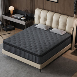 Medium-Firm And Euro Top Cooling Memory Foam Hybrid Mattress in a Box