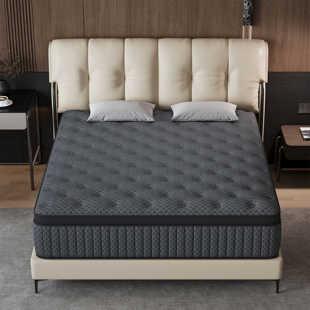 Medium-Firm And Euro Top Cooling Memory Foam Hybrid Mattress in a Box