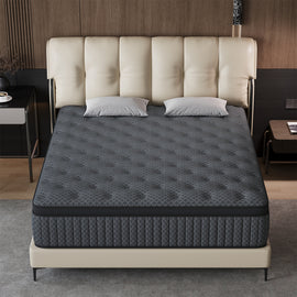 Medium-Firm And Euro Top Cooling Memory Foam Hybrid Mattress in a Box