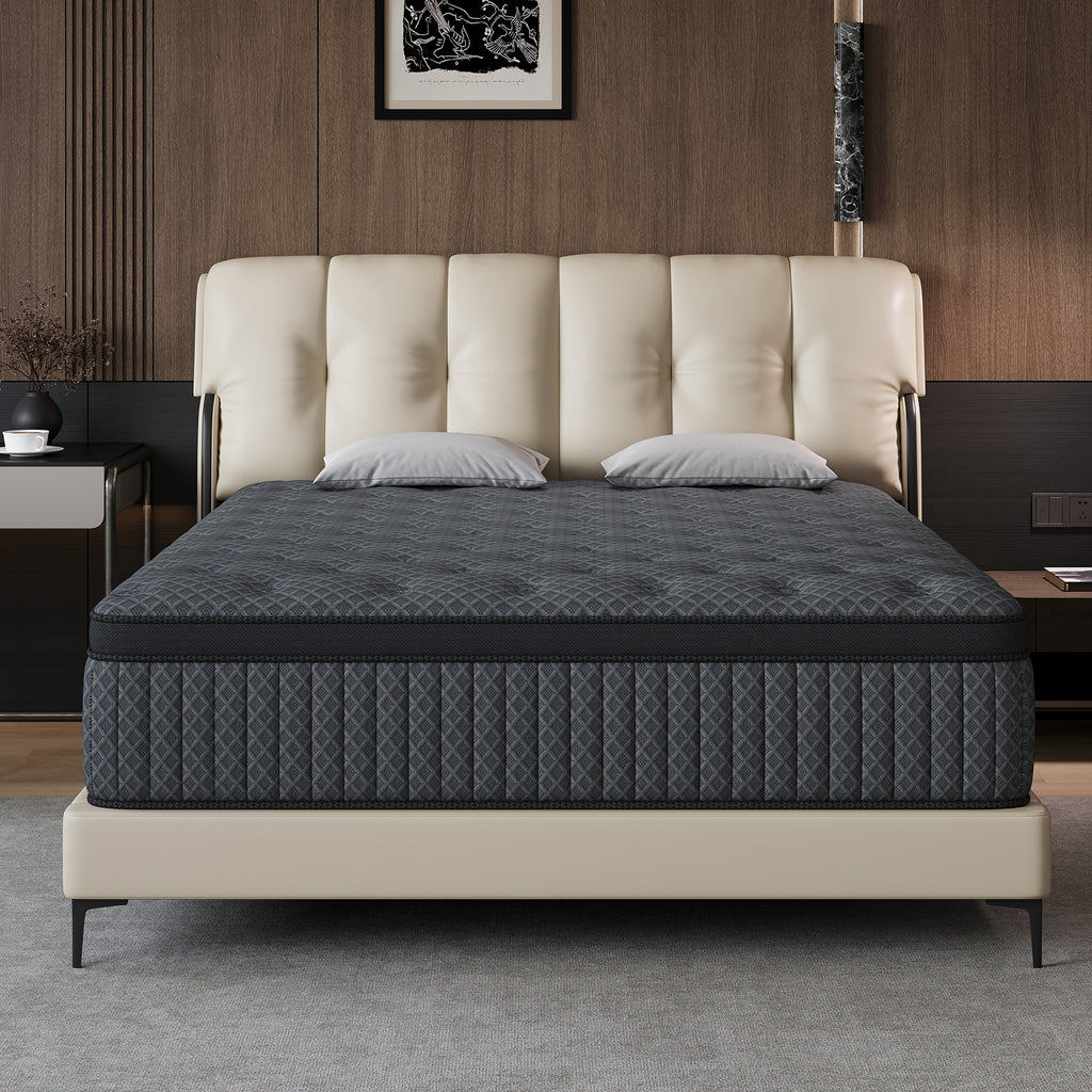 Medium-Firm And Euro Top Cooling Memory Foam Hybrid Mattress in a Box